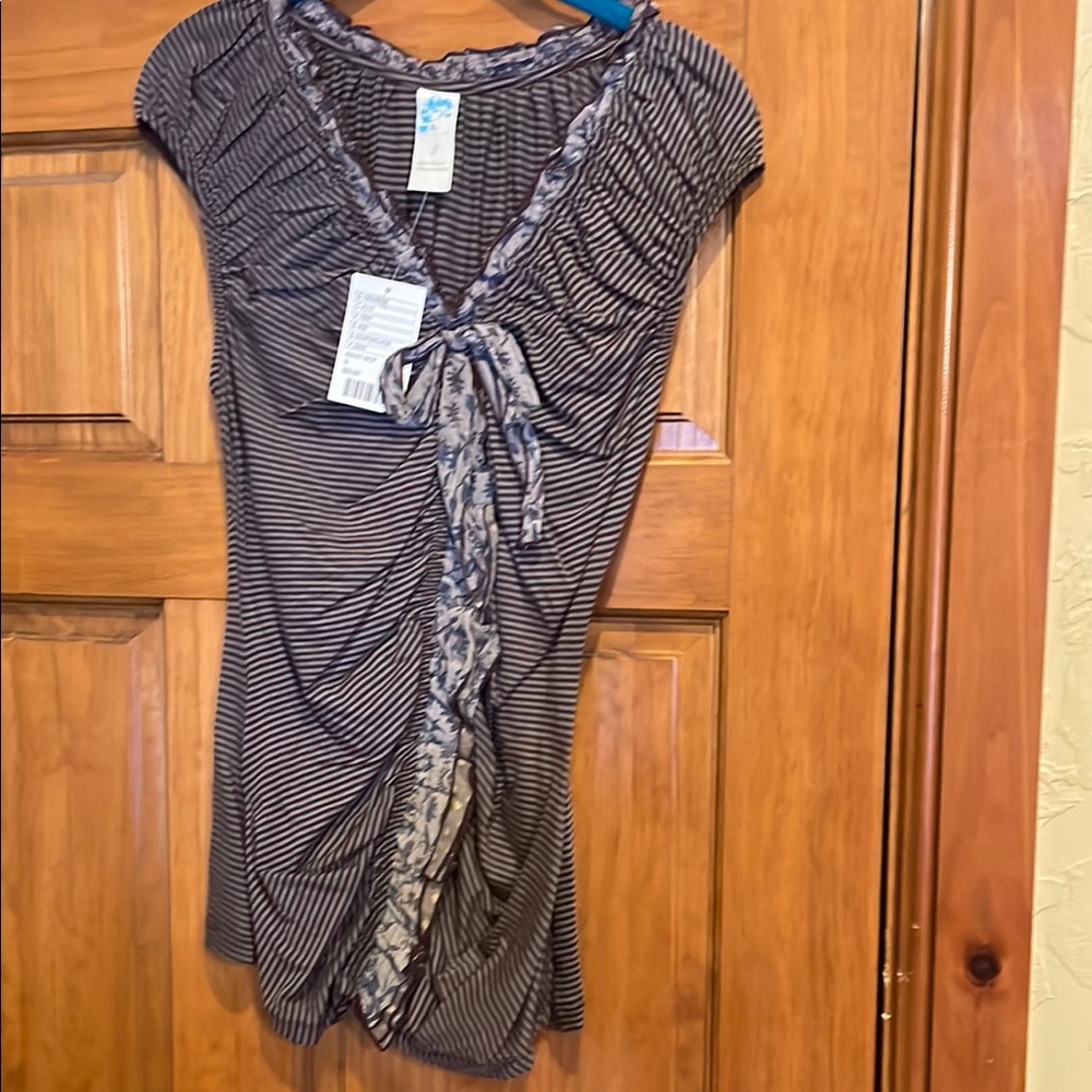 Striped Cap Sleeve Dress with Ruffle Detail